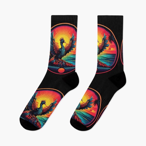 Item preview, Retro Phoenix By the Ocean at Sunset with Palm Tree designed and sold by NautiChic.