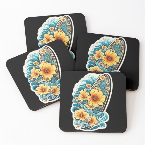 Item preview, Hawaiian Surfboard with Orchid Flowers designed and sold by NautiChic.
