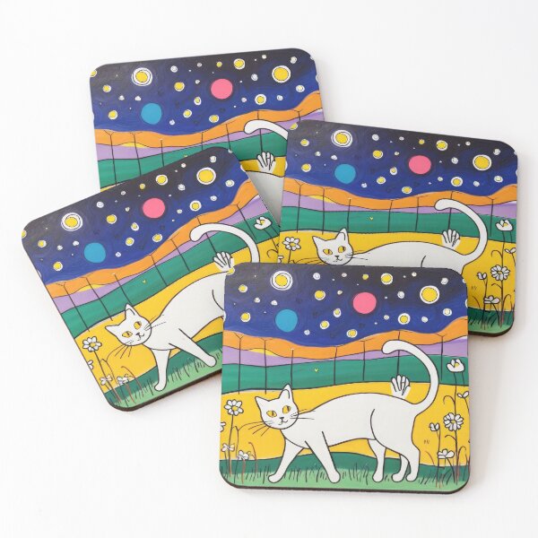 Item preview, white cat strolling through designed and sold by reglinjob.