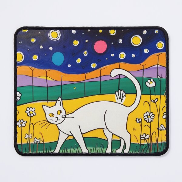 Item preview, white cat strolling through designed and sold by reglinjob.
