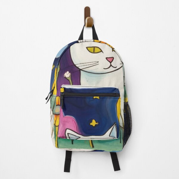 Item preview, White Cat in Vibrant Night Garden Illustration designed and sold by reglinjob.