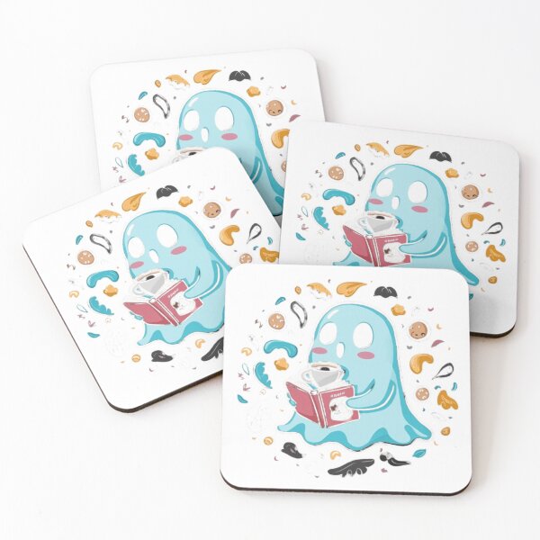Item preview, Adorable Ghost Sipping Coffee and Reading Book designed and sold by XquisiteFashion.
