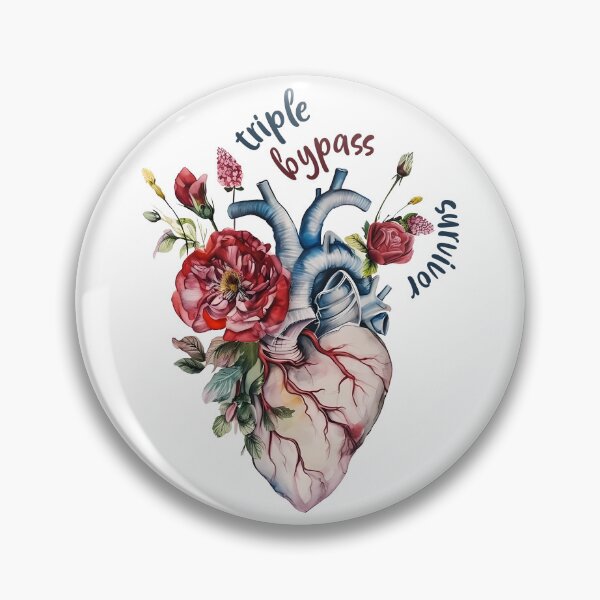 Item preview, Triple Bypass survivor -  floral anatomy heart designed and sold by EmeraldeaArt.