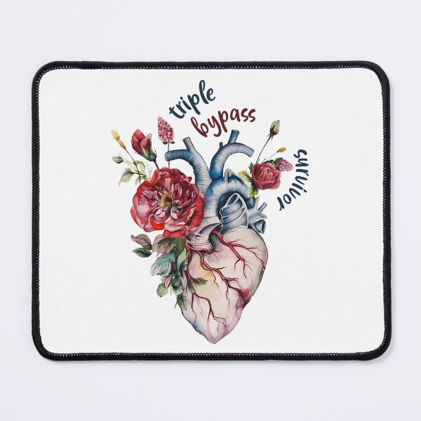 Item preview, Triple Bypass survivor -  floral anatomy heart designed and sold by EmeraldeaArt.