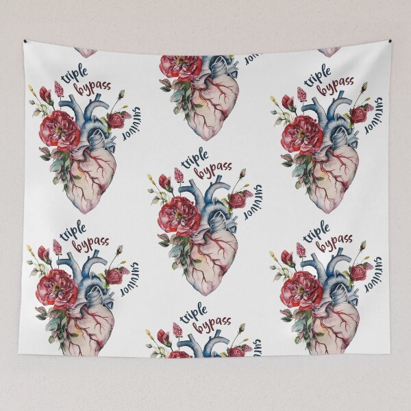 Item preview, Triple Bypass survivor -  floral anatomy heart designed and sold by EmeraldeaArt.