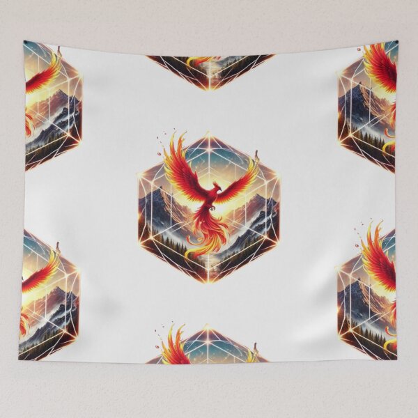 Item preview, Fiery Phoenix Soaring Over Mountains designed and sold by WildVista.