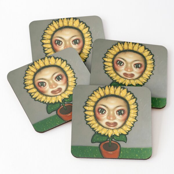 Item preview, Surrealist oil Painting Sunflower Face Surreal Bloom of Emotion designed and sold by Kopiopang studio.