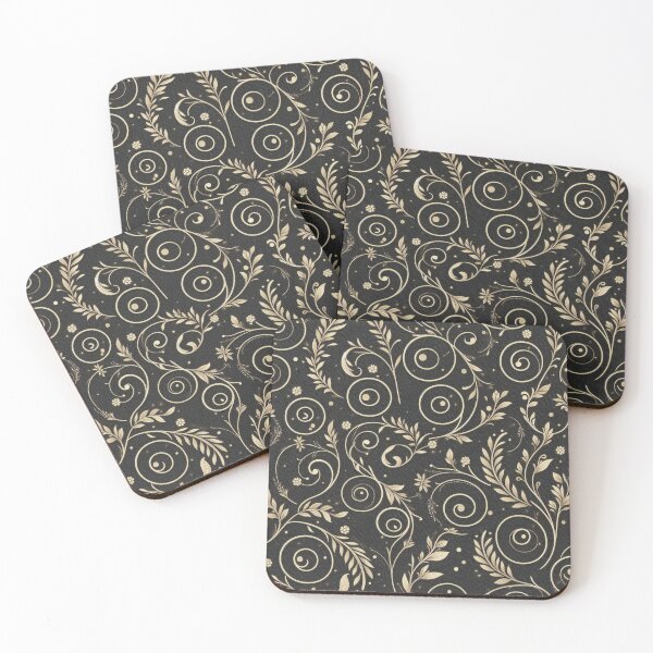 Item preview, Gold Spirals on Black Fabric Pattern: Elegant Subtlety designed and sold by Rui Fernandes.