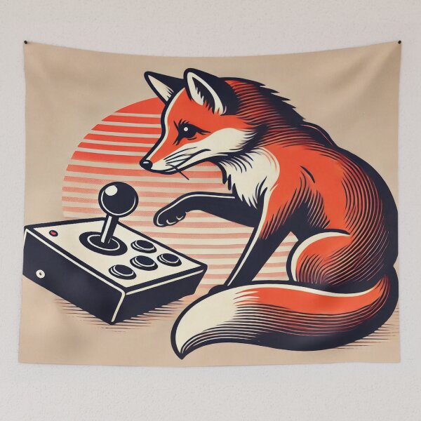Item preview, Minimalist Fox with 80s Arcade Joystick designed and sold by Genady.