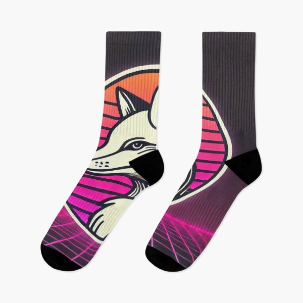 Item preview, Minimalist Fox with Neon 80s Grid designed and sold by Genady.