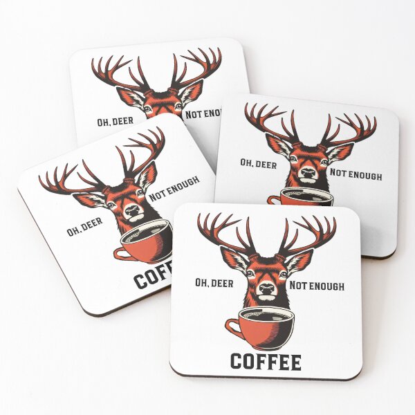 Item preview, Deer Barista Saying "Oh, Deer. Not Enough Coffee" Animal Cafe Design designed and sold by Szymon Wangler.