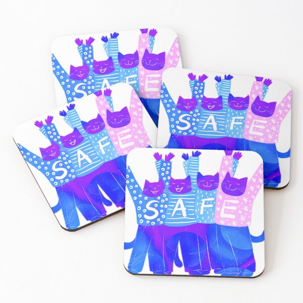 Item preview, The four cute purple cats celebrate being SAFE designed and sold by ThomasenaYa.