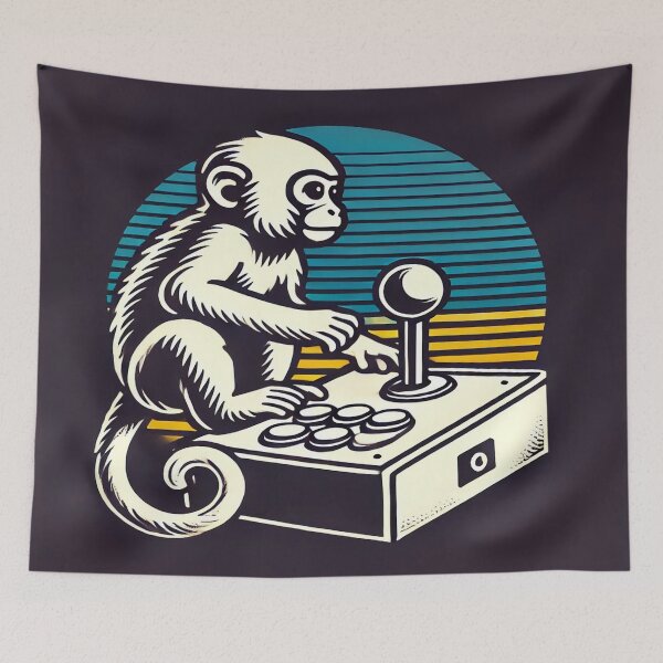 Item preview, Minimalist Monkey with 80s Arcade Joystick designed and sold by Genady.