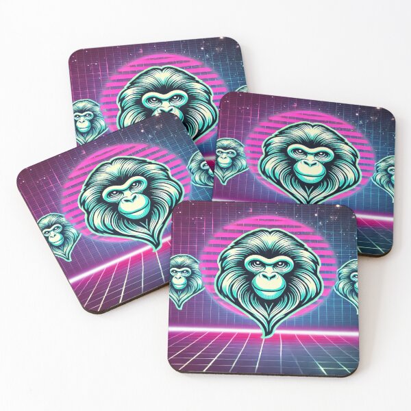 Item preview, Minimalist Monkey with Neon 80s Grid designed and sold by Genady.