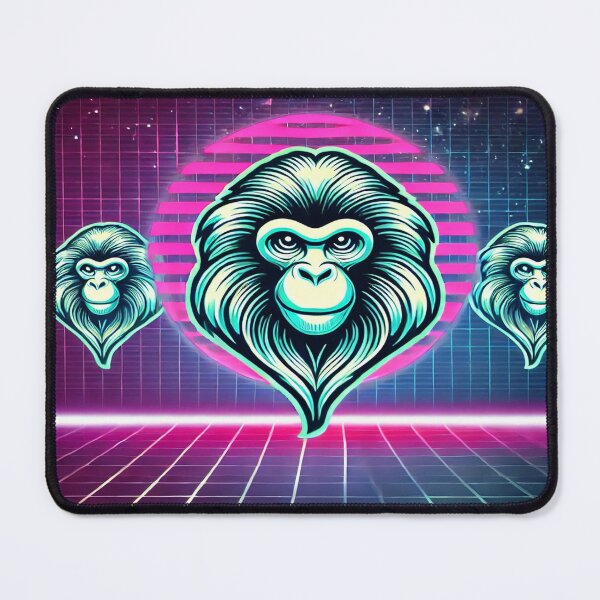 Item preview, Minimalist Monkey with Neon 80s Grid designed and sold by Genady.