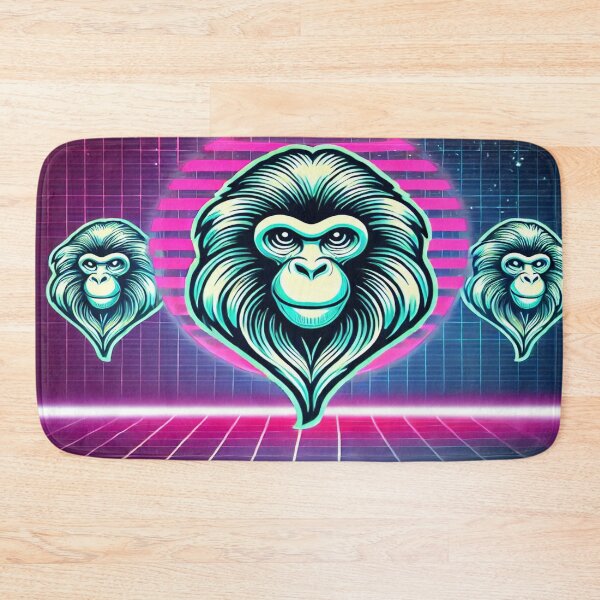 Item preview, Minimalist Monkey with Neon 80s Grid designed and sold by Genady.