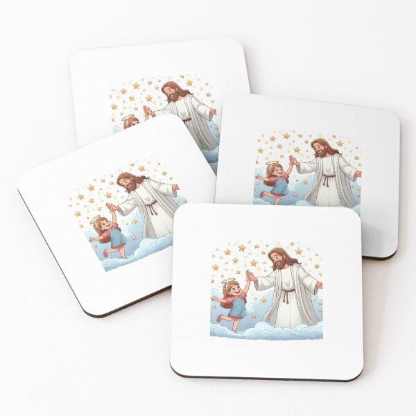 Item preview, Jesus giving high five with female child with stars falling designed and sold by boomfire153.