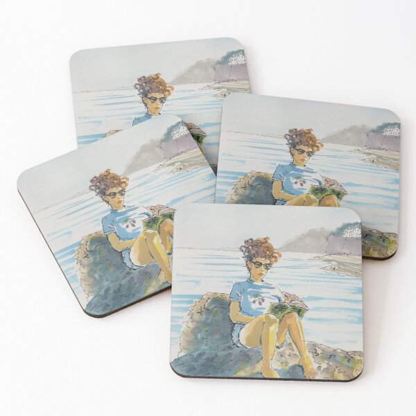 Item preview, Girl reading a book at the seaside painting designed and sold by MikeJory.