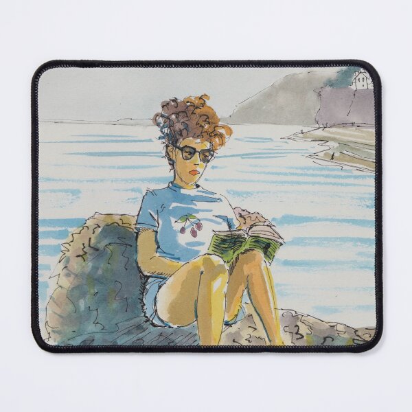 Item preview, Girl reading a book at the seaside painting designed and sold by MikeJory.