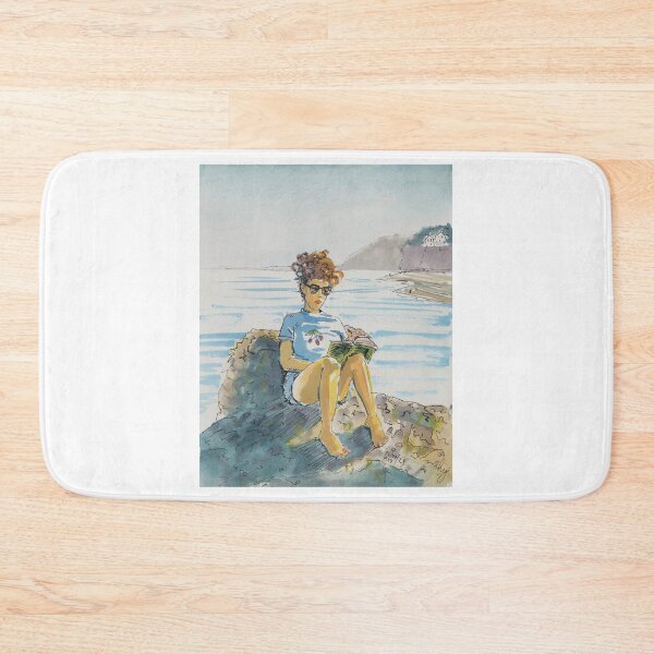 Item preview, Girl reading a book at the seaside painting designed and sold by MikeJory.