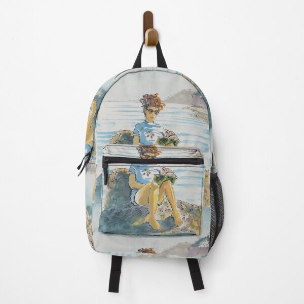 Item preview, Girl reading a book at the seaside painting designed and sold by MikeJory.