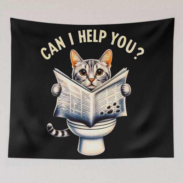 Item preview,  Funny Cat reading on the toilet Can I Help You designed and sold by SideKickCreates.