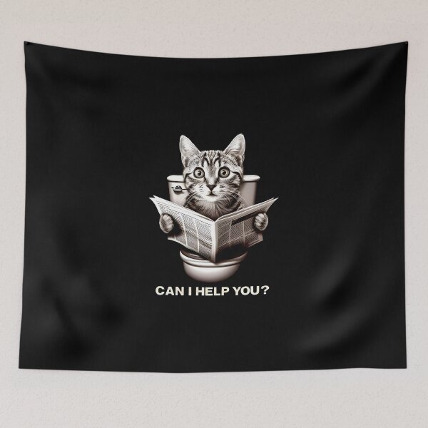 Item preview, Funny Cat reading on the toilet. Can I help you designed and sold by SideKickCreates.