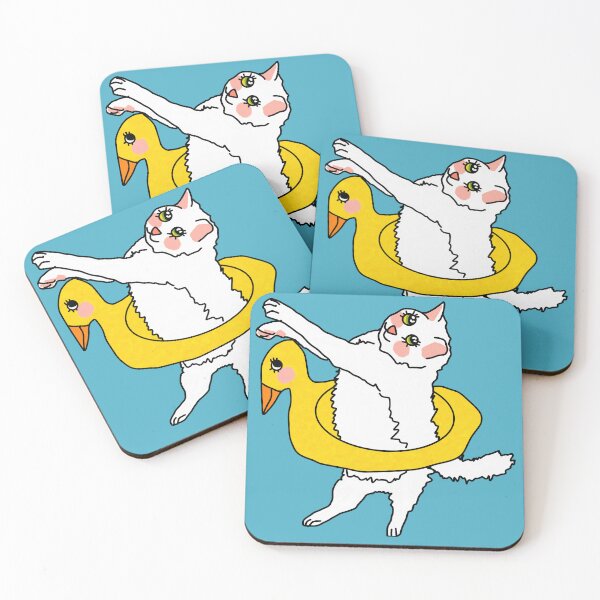 Item preview, Cat wearing a rubber duck ring designed and sold by Kaewtaming.