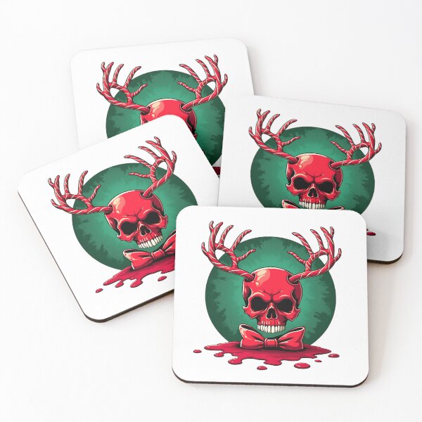 Item preview, red skull with candy corn dear wearing bowtei designed and sold by MotivaChic.