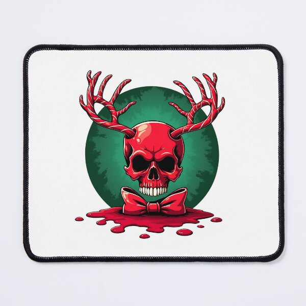 Item preview, red skull with candy corn dear wearing bowtei designed and sold by MotivaChic.