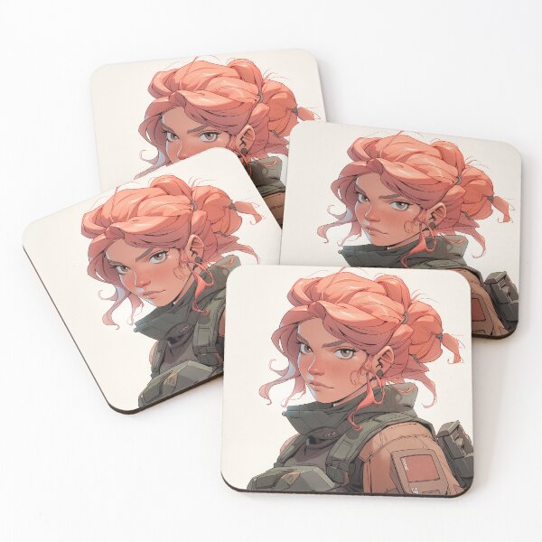 Item preview, Red Hair and Tactical Armor Anime Girl designed and sold by bubblegoth.