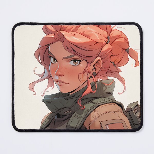 Item preview, Red Hair and Tactical Armor Anime Girl designed and sold by bubblegoth.
