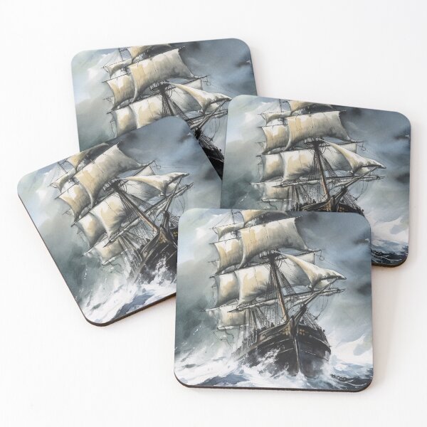 Item preview, Pirate ship in stormy seas designed and sold by Made-by-Gus.