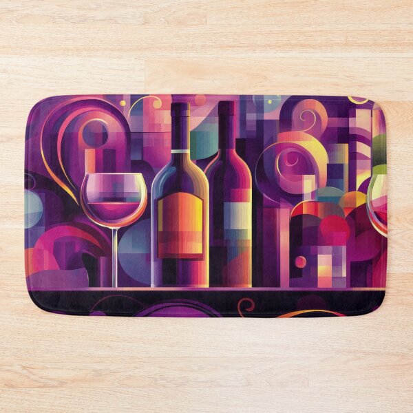 Item preview, Vibrant abstract collage of wine glasses and bottles designed and sold by MargaretWiktor.