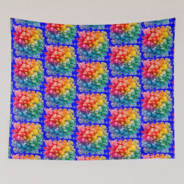Item preview, Vibrant Rainbow Bubble Explosion | Dark Blue designed and sold by PinkGoddessLove.