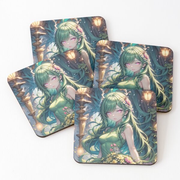 Item preview, Anime girl with glowing flowers in forest portrait art designed and sold by TheArtistOf2022.