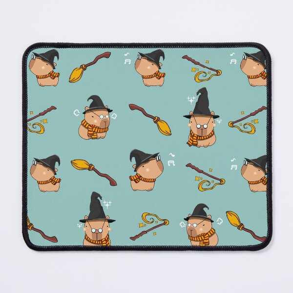 Item preview, Capybara in a magic hat and scarf, with a magic wand and broom, Capipotter designed and sold by Nastasiakhmnk.