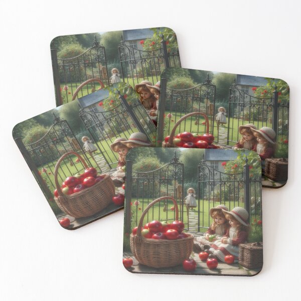 Item preview, Victorian Children in the courtyard with red apples designed and sold by Wanda Case.