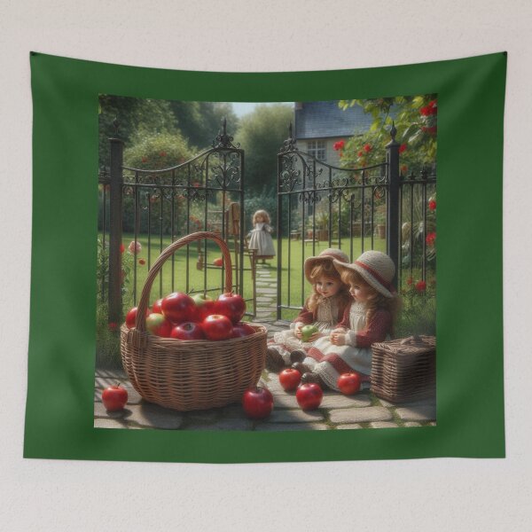 Item preview, Victorian Children in the courtyard with red apples designed and sold by Wanda Case.