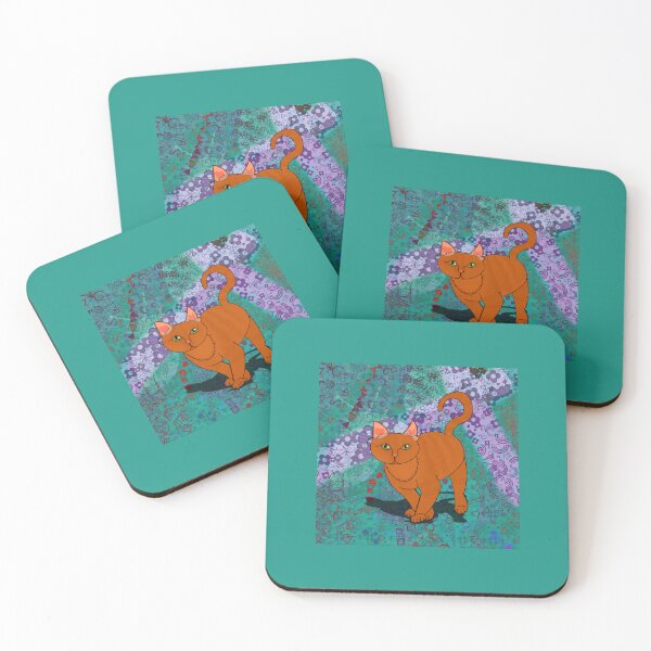 Item preview, Orange Cat Tip Toeing On an Abstract Background  designed and sold by mizdarknezz3.