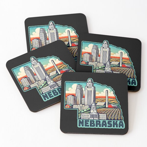 Item preview, Nebraska State Map USA Skyline and Landmarks Illustration- travel souvenir art designed and sold by Unitepeople.