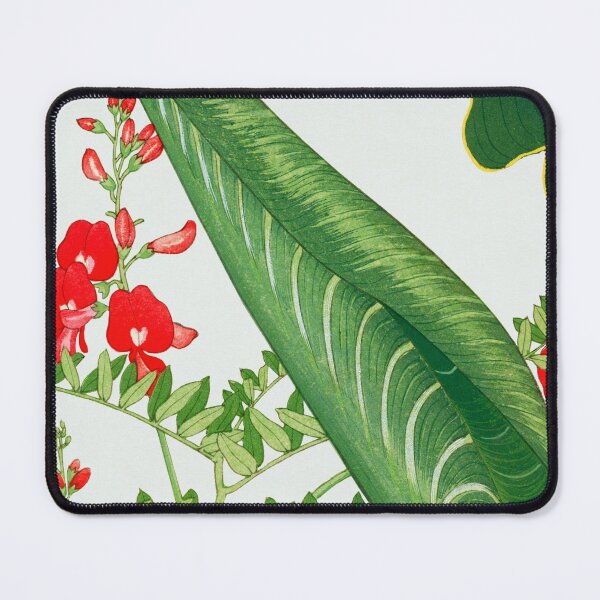 Item preview, Red Flowers and Green leaves designed and sold by VintageArtByIda.