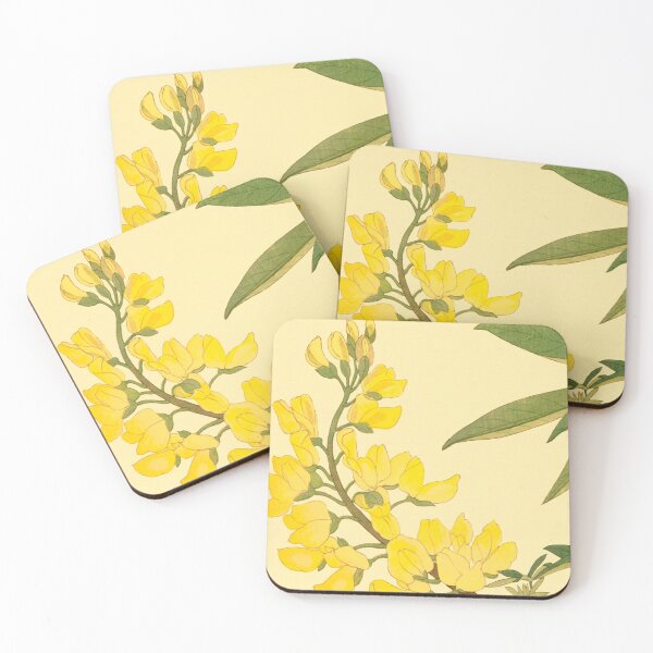 Item preview, Yellow Flowers and Green leaves designed and sold by VintageArtByIda.