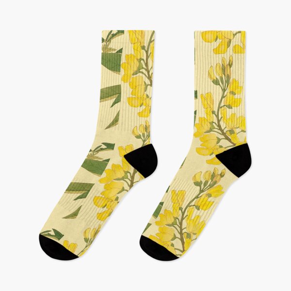Item preview, Yellow Flowers and Green leaves designed and sold by VintageArtByIda.