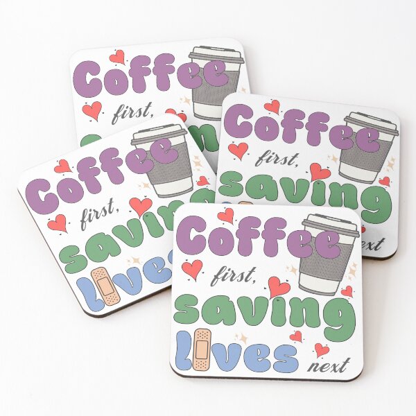 Item preview, Coffee first, saving lives next with red hearts designed and sold by VariousGoodies.
