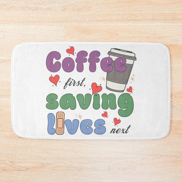 Item preview, Coffee first, saving lives next with red hearts designed and sold by VariousGoodies.