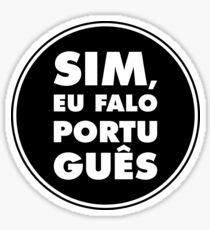 Sim eu falo português, circle black bg Sticker