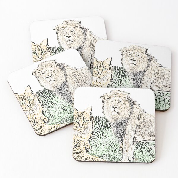 Item preview, Color Sketch of a Cat and Lion designed and sold by kristalcurt.