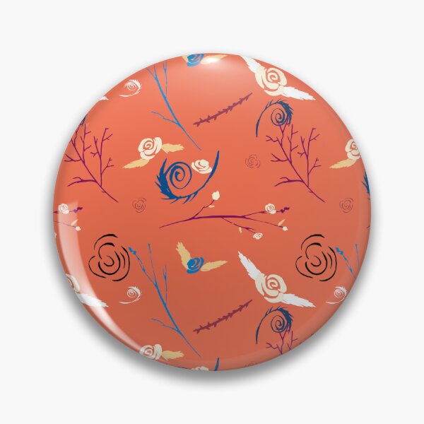 Item preview, Ivory and blue flowers on orange designed and sold by by Mònica Roca.