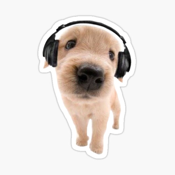 Item preview, puppy with headphones designed and sold by Juana S.